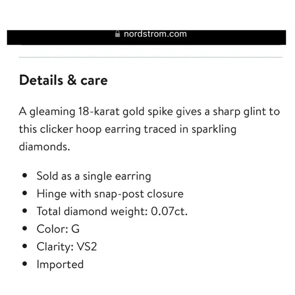 MARIA TASH Diamond Short Spike Hoop Eternity Huggie Earring 6.5mm 18K Rose Gold - Picture 10 of 13